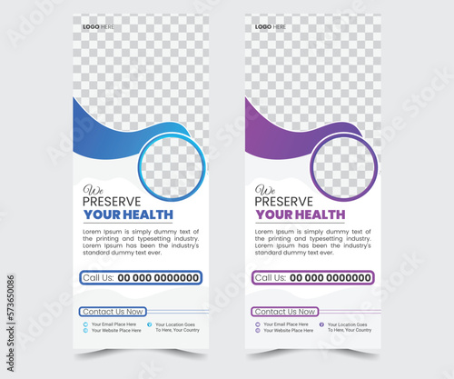 The Best Medical Rollup Banner Template Design. Healthcare Rollup Banner Layout with Blue Accents, Abstract vector layout background set. Flyer Layout with organic poster flyer and Brochure.