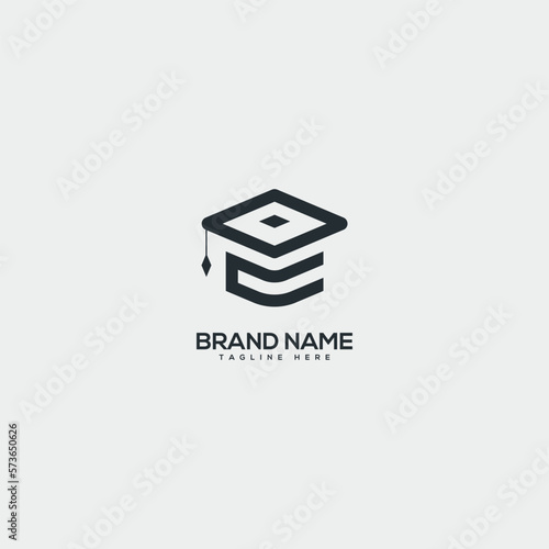 Abstract E Letter Logo With Education Design Element