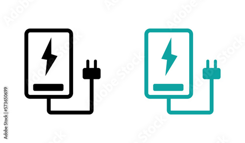 Phone charging vector icons set