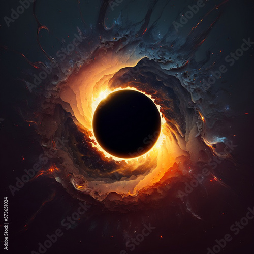 black hole, stars and clouds, space