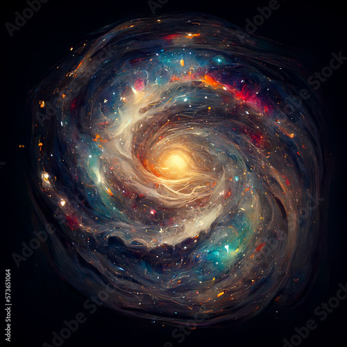 black hole, stars and clouds, space