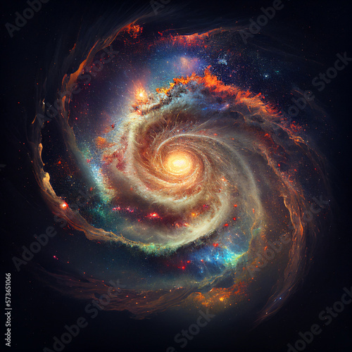 black hole, stars and clouds, space