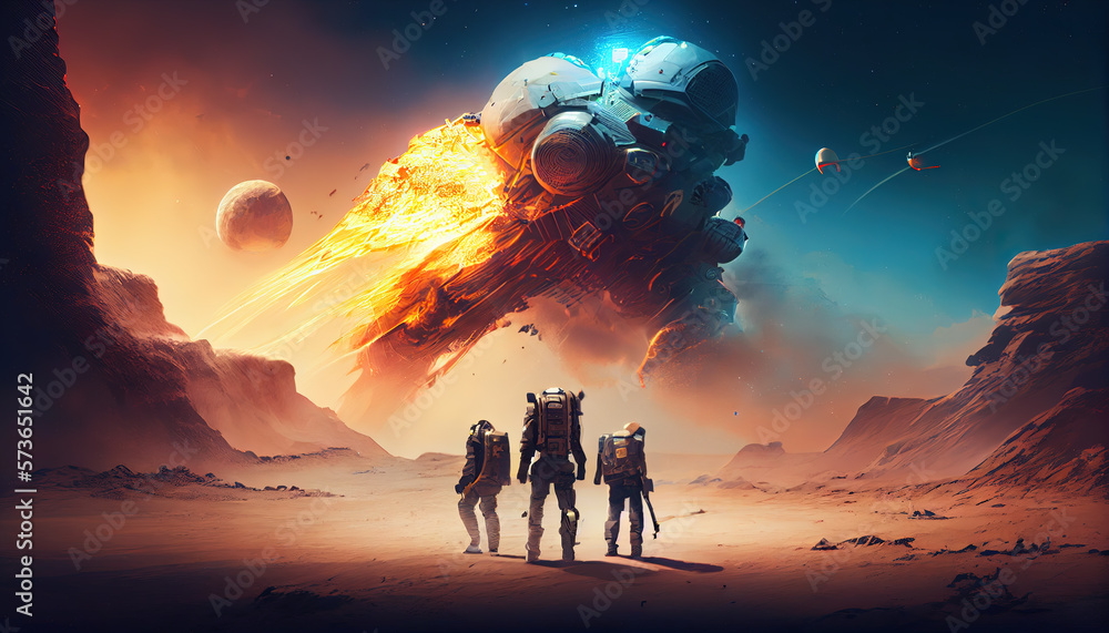 Fototapeta premium astronauts on alien planet