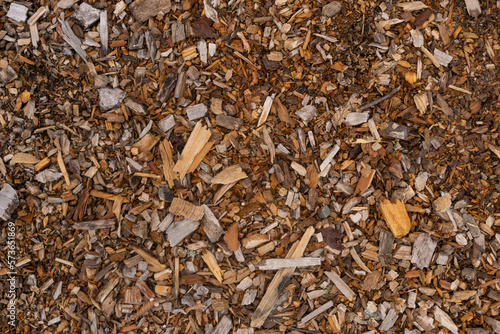 Mulch background. A pile of wood chips to be used as landscaping mulch.