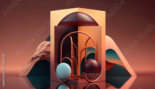 3D Rendering Geometric Shapes Abstract Background. Use it as background for your projects like the commercial advertisement, products promo, wall projection mapping, fashion show, music award.