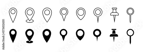 Pin map icon. GPS location pointer collection. Pin place icons collection. EPS 10 photo