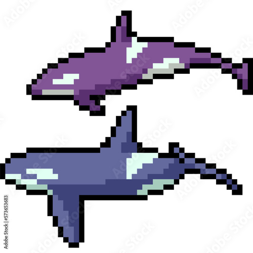pixel art couple killing whale