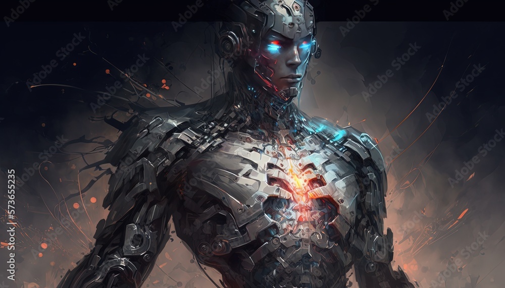 sci-fi fantasy theme cyborg character design, Generative Ai
