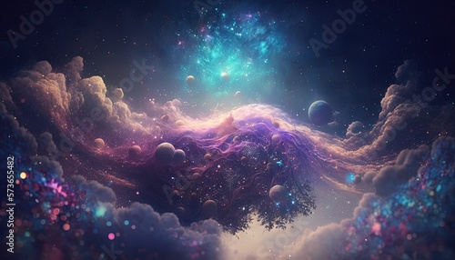 abstract background of dreamy fantasy glitter glow cloud, Generative Ai