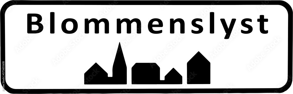 City sign of Blommenslyst - Blommenslyst Byskilt