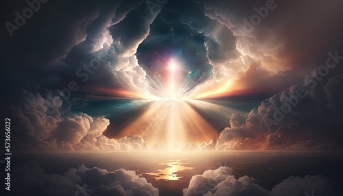 beautiful heavenly sky with glow light, idea for hope and glory background wallpaper, Generative Ai