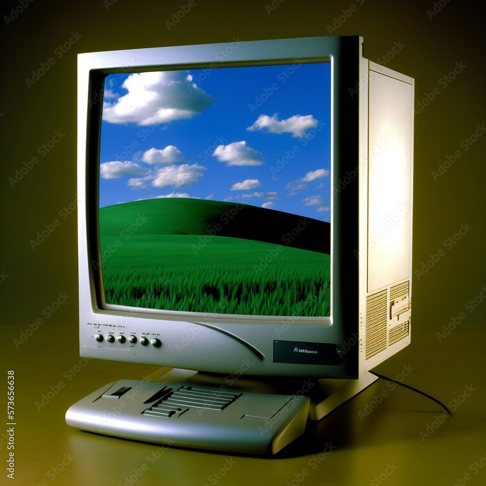 computer monitor: 1997 desktop computer monitor style, windows XP