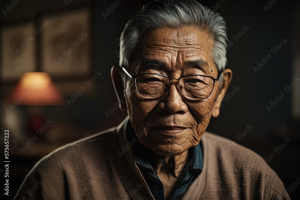 Aged well: close-up portrait of happy Asian senior man looking at camera. Nice bokeh background. Aged well: close-up portrait of happy Asian senior man looking at camera. Nice bokeh background.