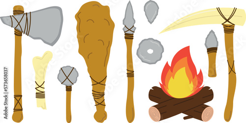 Tools and weapons of the stone age, vector illustration