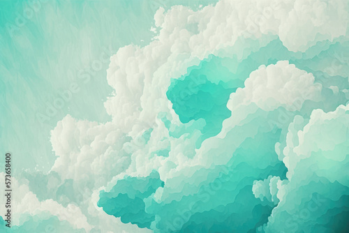 Watercolor illustration of sky with cloud. Artistic natural painting abstract background.Generative AI 