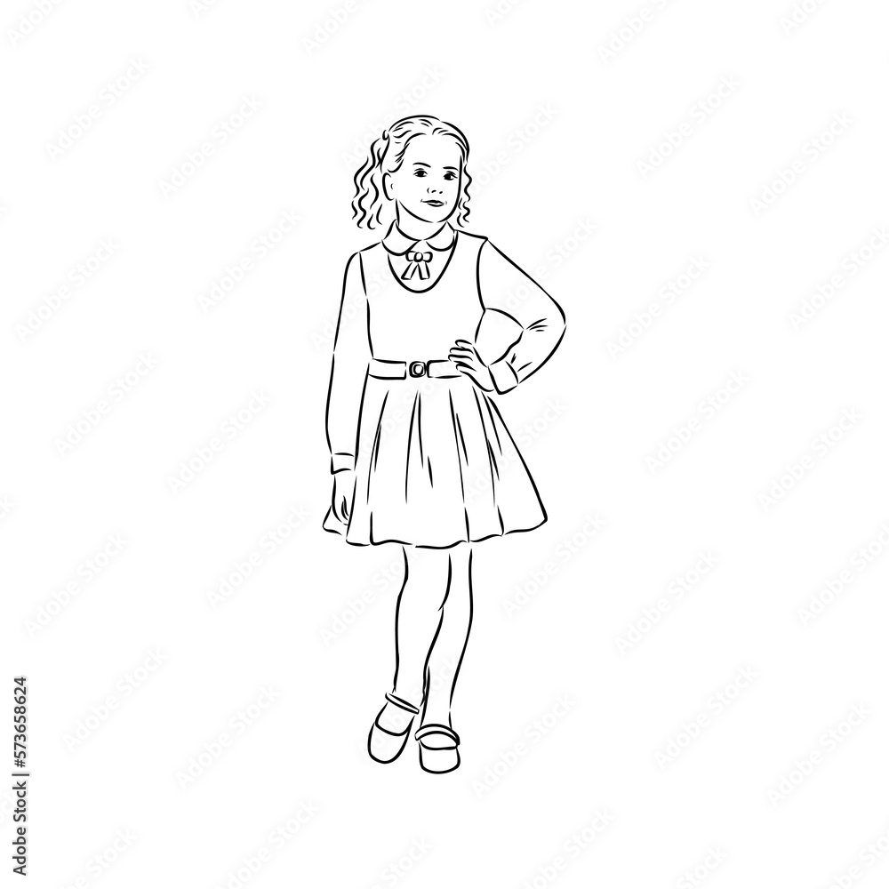 Schoolchildren go to school hand in hand. Sketch. Schoolchildren go to school hand in hand. Sketch.