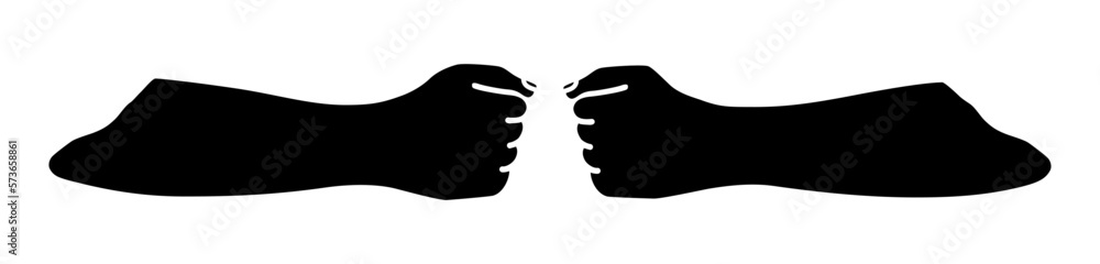 Fist bumping banner hand drawn black silhouette Fist bumping banner hand drawn black silhouette