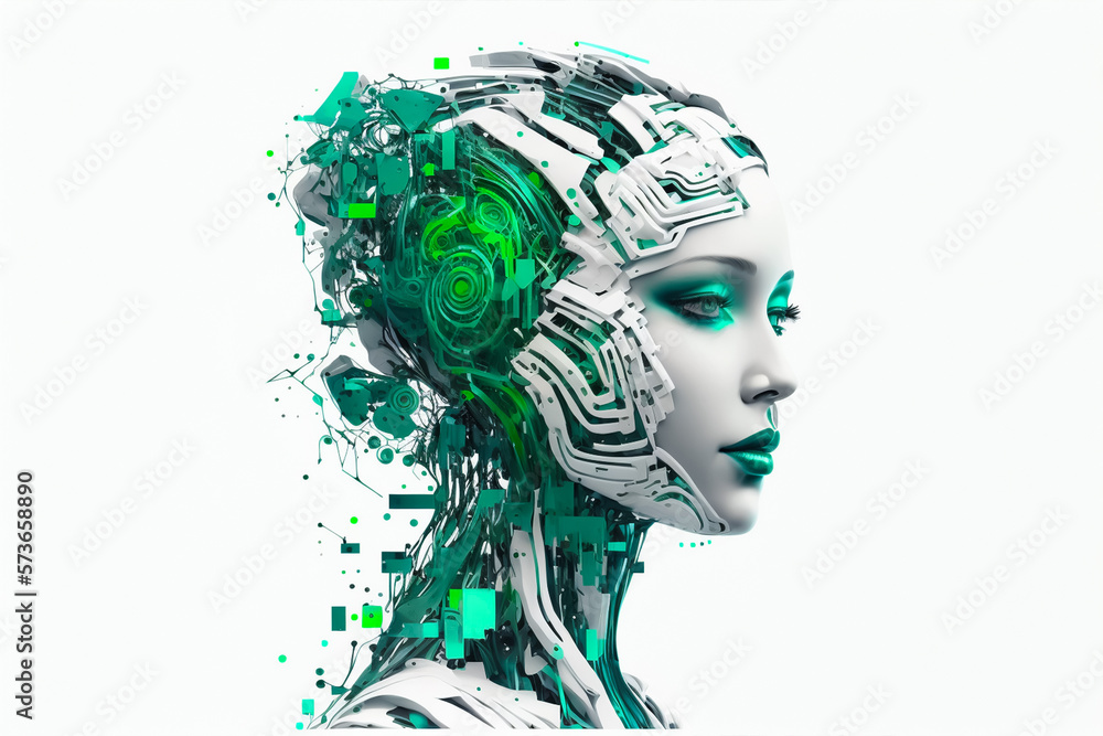 The Futuristic Female Artificial Intelligence Technology. Generative AI