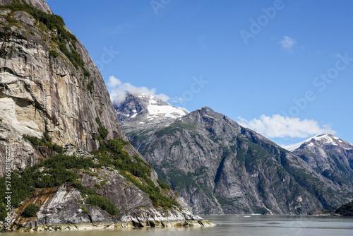 Snow-covered mountains in Tracy Arm Fjord near Juneau, Alaska.