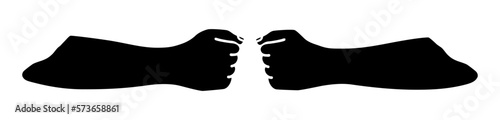 Fist bumping banner hand drawn black silhouette