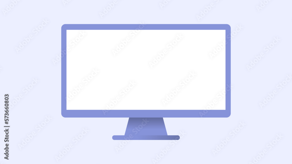 Flat Computer Monitor White Display Vector Illustration Flat Computer Monitor White Display Vector Illustration