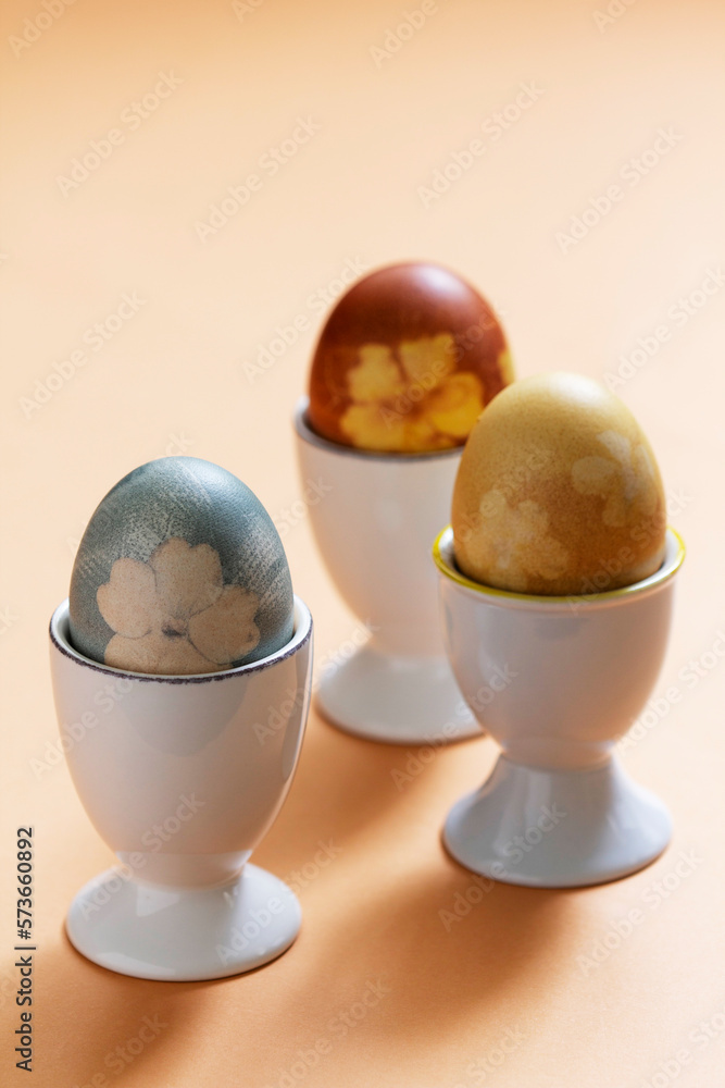 Simple Easter still life, eggs dyed with natural dyes.