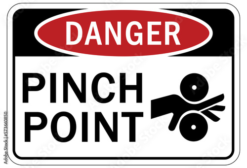 Pinch point hazard sign and labels