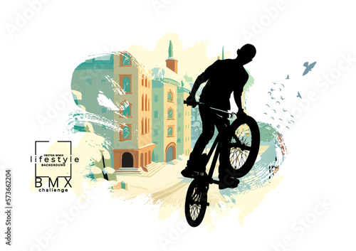 BMX rider on the abstract background, sport vector