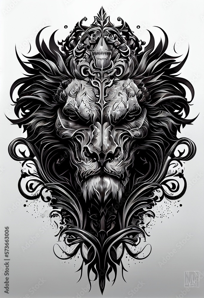 Generative AI abstract render of a lion's skull Generative AI abstract render of a lion's skull