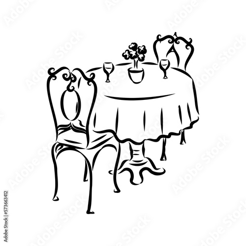 Street cafe in old town vector illustration