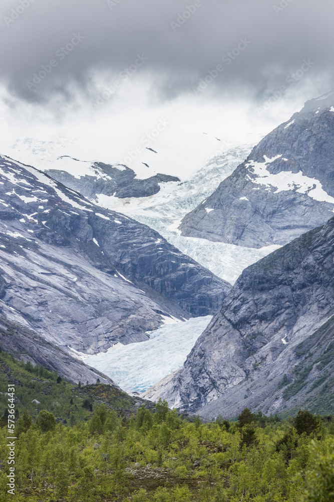 The valley to the Nigardsbreen glacier in the Jostedal nature park in Norway