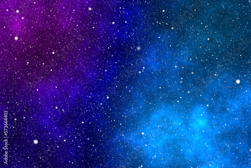 Starry night image with the blue and purple galaxy in the cosmic space.