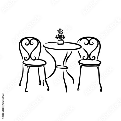Street cafe in old town vector illustration