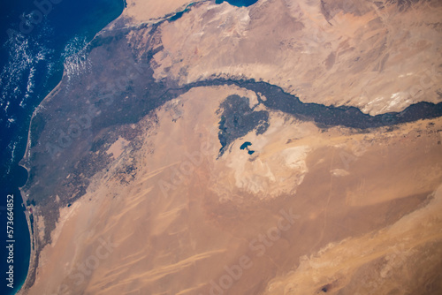 Fototapeta Naklejka Na Ścianę i Meble -  The Nile River, The Red Sea, The Gulf of Oman, The Gulf of Aqaba, and The Mediterranean Sea. Elements of this image furnished by NASA. Selective focus included.