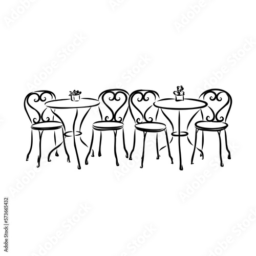 Street cafe in old town vector illustration