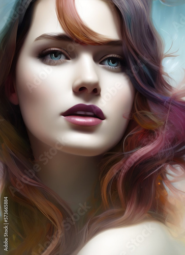 Wallpaper Mural Portrait of a beautiful woman. Illustration of a beautiful girl. Beautiful woman painting. Torontodigital.ca