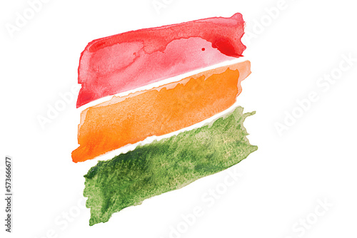 Watercolor red,orange and green stripes on white background,concept of black history month.Large banner with copy space.