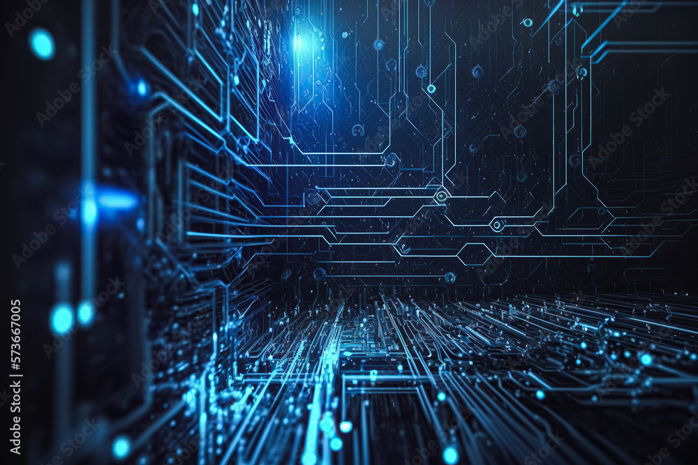 Naklejka premium Technology tech data background, connect network abstract generative ai