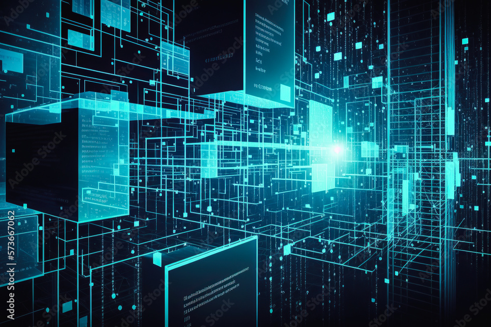 Fototapeta premium Technology tech data background, connect network abstract generative ai