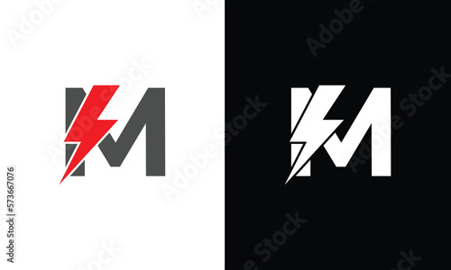 M logo energy vector for identity company. Electric Bolt Letter M Logo Vector Illustration for your brand.