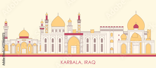 Cartoon Skyline panorama of city of Karbala, Iraq - vector illustration