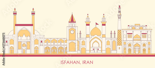 Cartoon Skyline panorama of city of Isfahan, Iran  - vector illustration photo