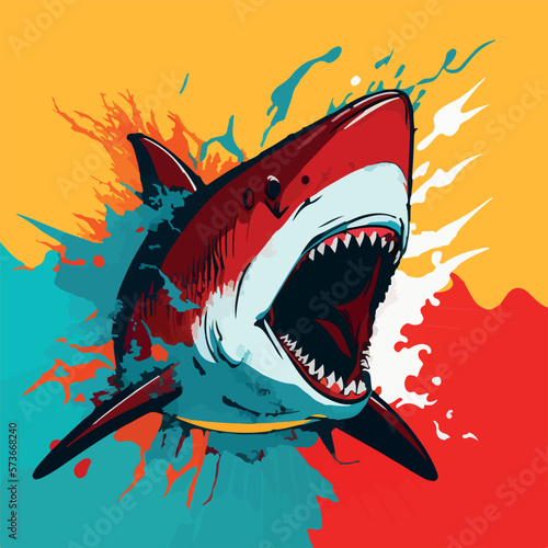 Colorful shark pop art vector illustration