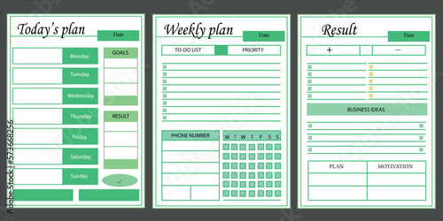 Planner printable template Vector. Easy to plan your day. Blank printable vertical notebook page. Business organizer.