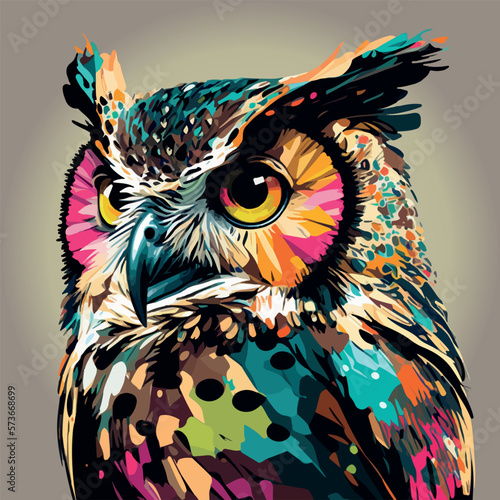 Colorful owl pop art vector illustration
