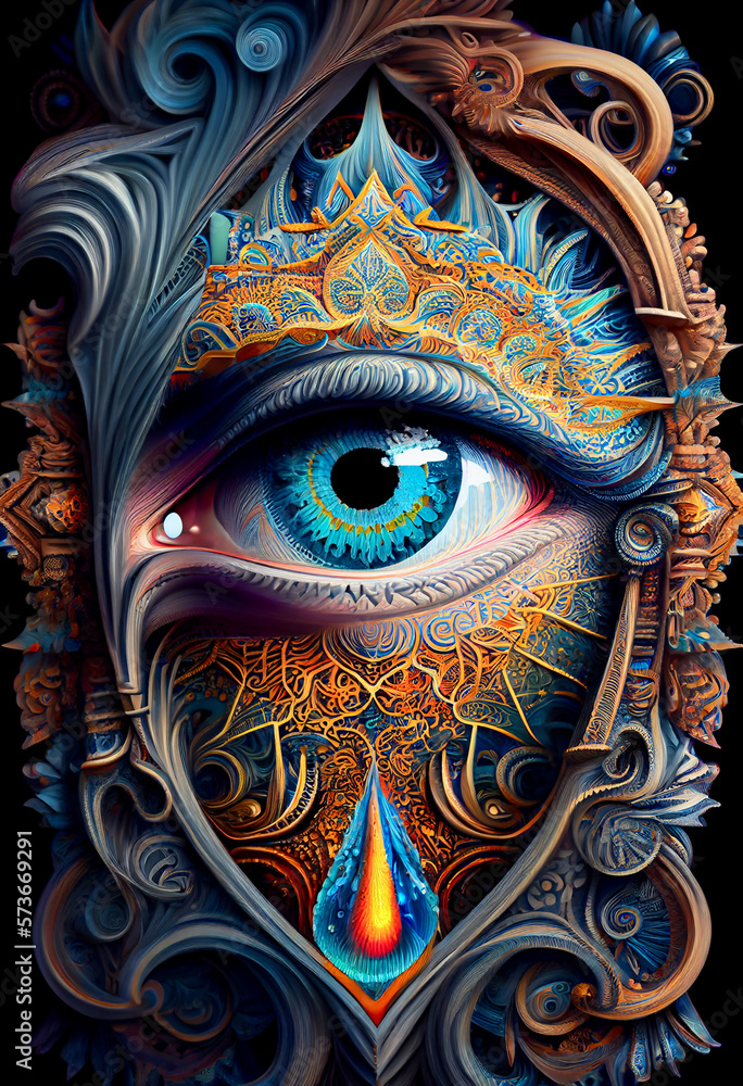 Naklejka premium Generative AI intricate abstract render of a human eye