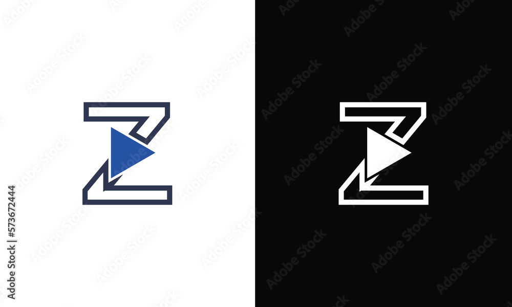 Letter Z Logo Geometric Triangle Play button Vector. Z logo multimedia ...