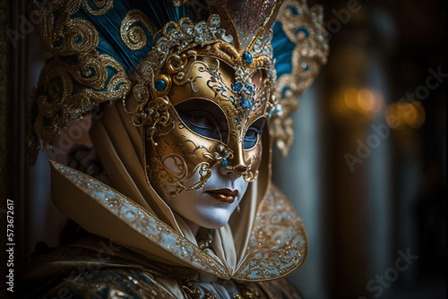 Colorful carnival masks at a traditional festival in Venice, Italy © Nokhoog