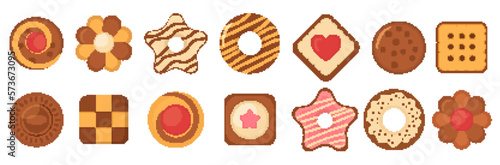 Set of biscuit chip cookie, gingerbread and waffle