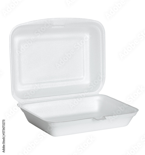 фотографія open white styrofoam box isolated with clipping path for mockup
